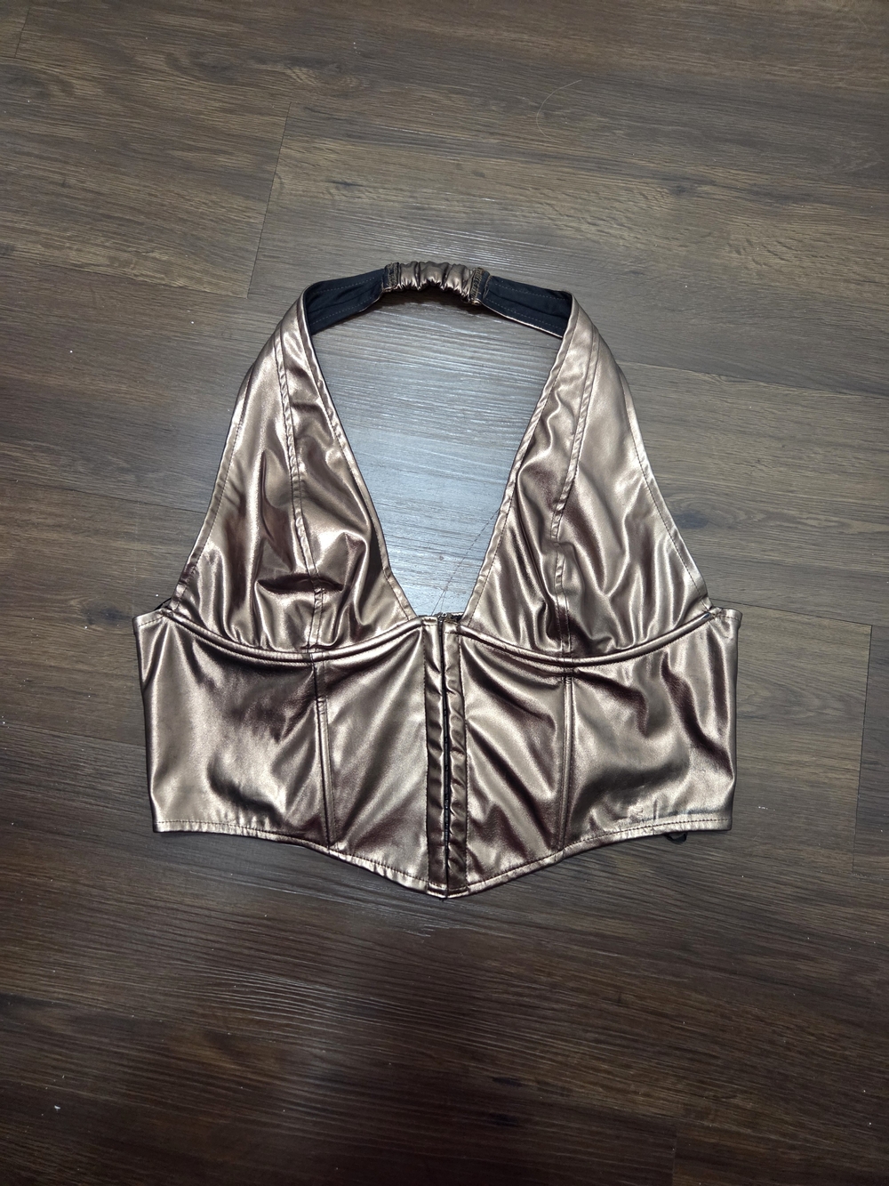 Windsor Metallic Bronze Halter Crop Top